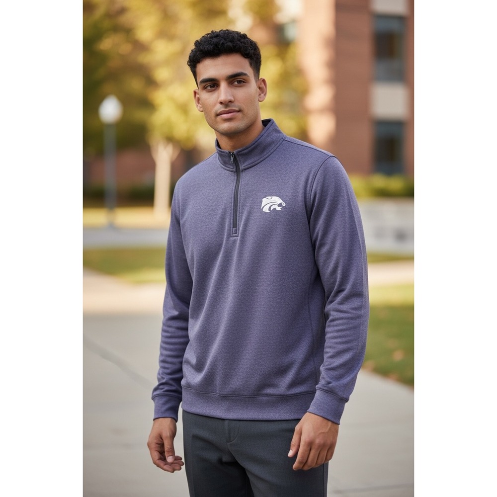 1113 Cutter & Buck Kansas State Wildcats Quarter Zip Pullover Purple Mens Large